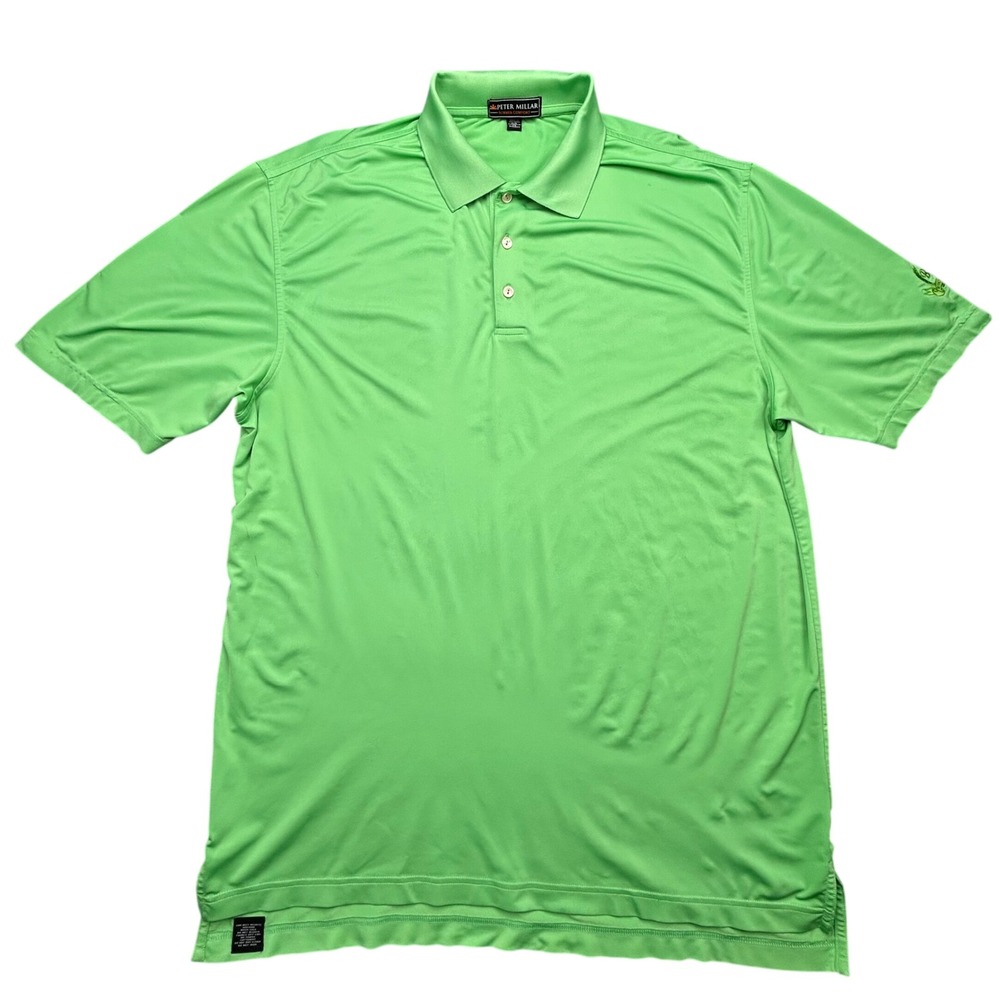 Peter Millar Polo Mens Large Lime Green Summer Comfort Stretch‎ Golf Shirt